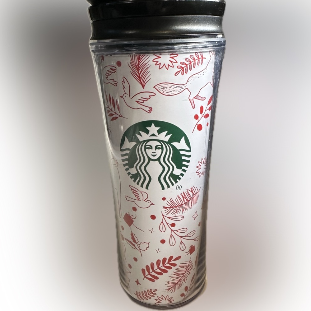 Starbucks Holiday Dove Holly Deer Christmas Travel Tumbler 16oz w/ Lid
